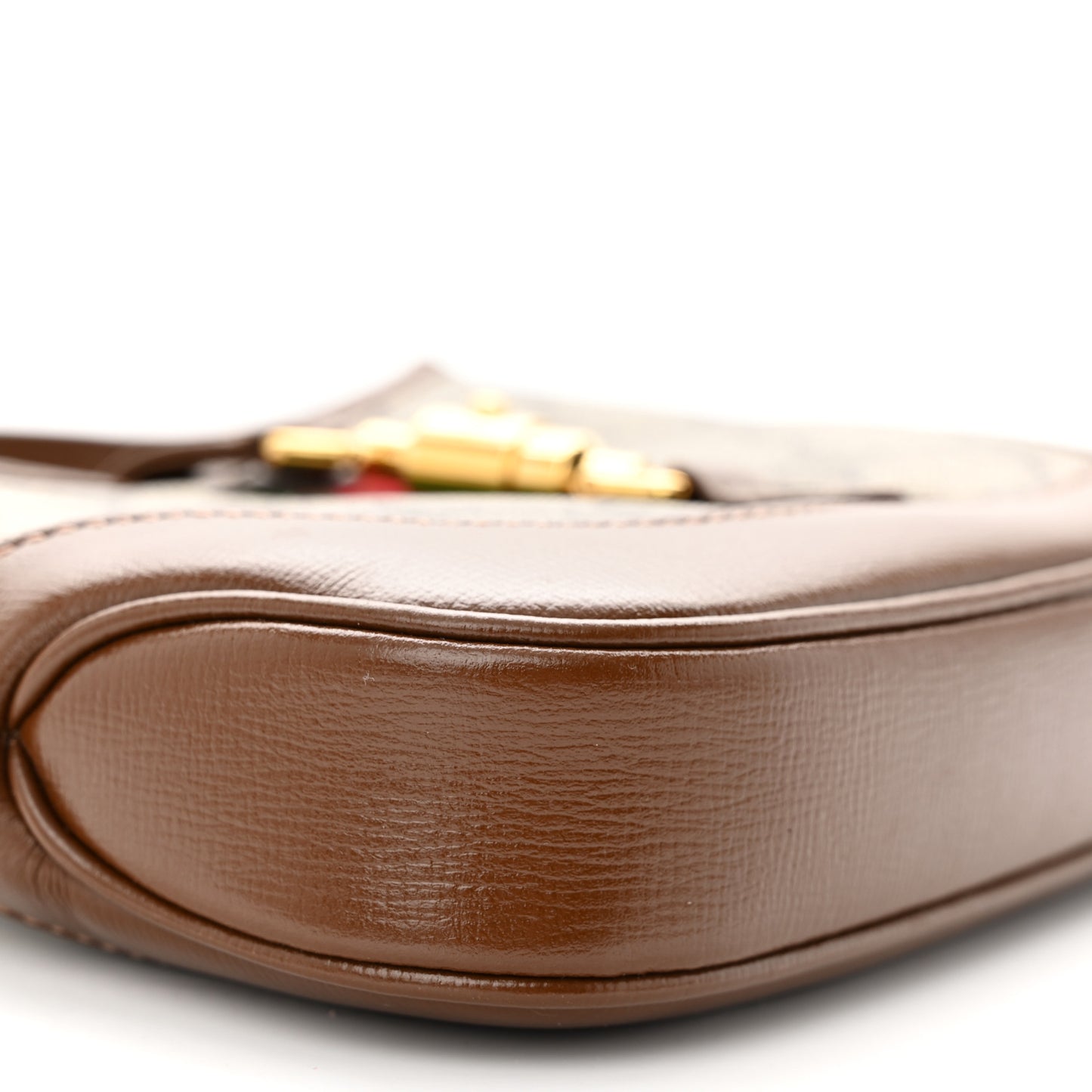 GG Supreme Monogram Azalea Calfskin Web Mini Jackie 1961 Hobo Beige Ebony Brown Sugar