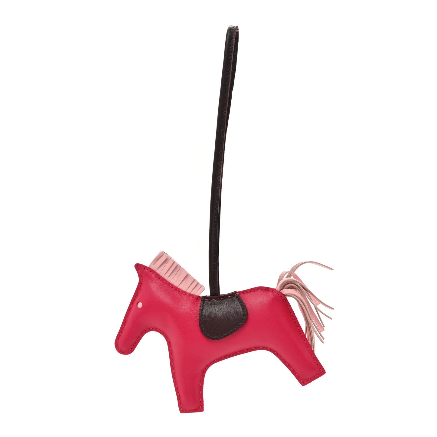 Milo Lambskin Grigri Rodeo Horse Bag Charm MM Rose Sakura Framboise Rouge Sellier