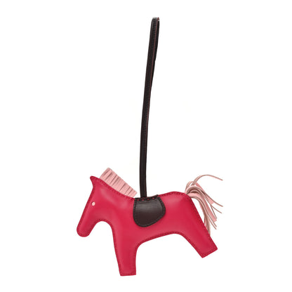 Hermes Milo Lambskin Grigri Rodeo Horse Bag Charm MM Rose Sakura Framboise Rouge Sellier 1 of 4