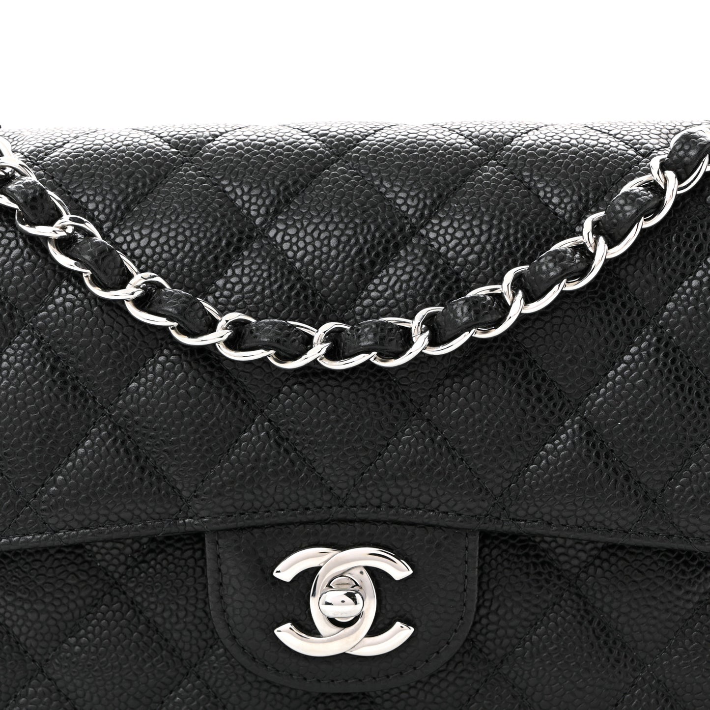 Caviar Quilted Small Double Flap Black