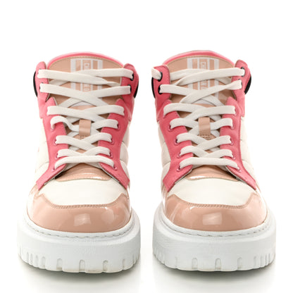 Christian Dior Nylon Calfskin Womens D-Player High Top Sneakers 37.5 Pink 2 of 8