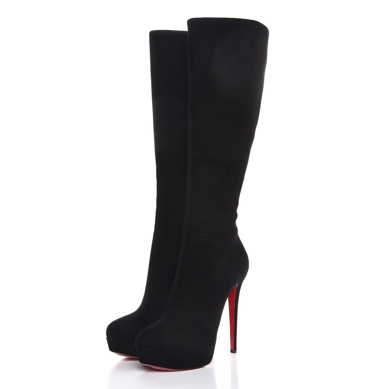 Christian Louboutin Suede Bianca Botta 140 Knee Boots 39.5 Black 3 of 11