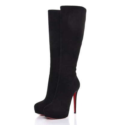 Christian Louboutin Suede Bianca Botta 140 Knee Boots 39.5 Black 3 of 11