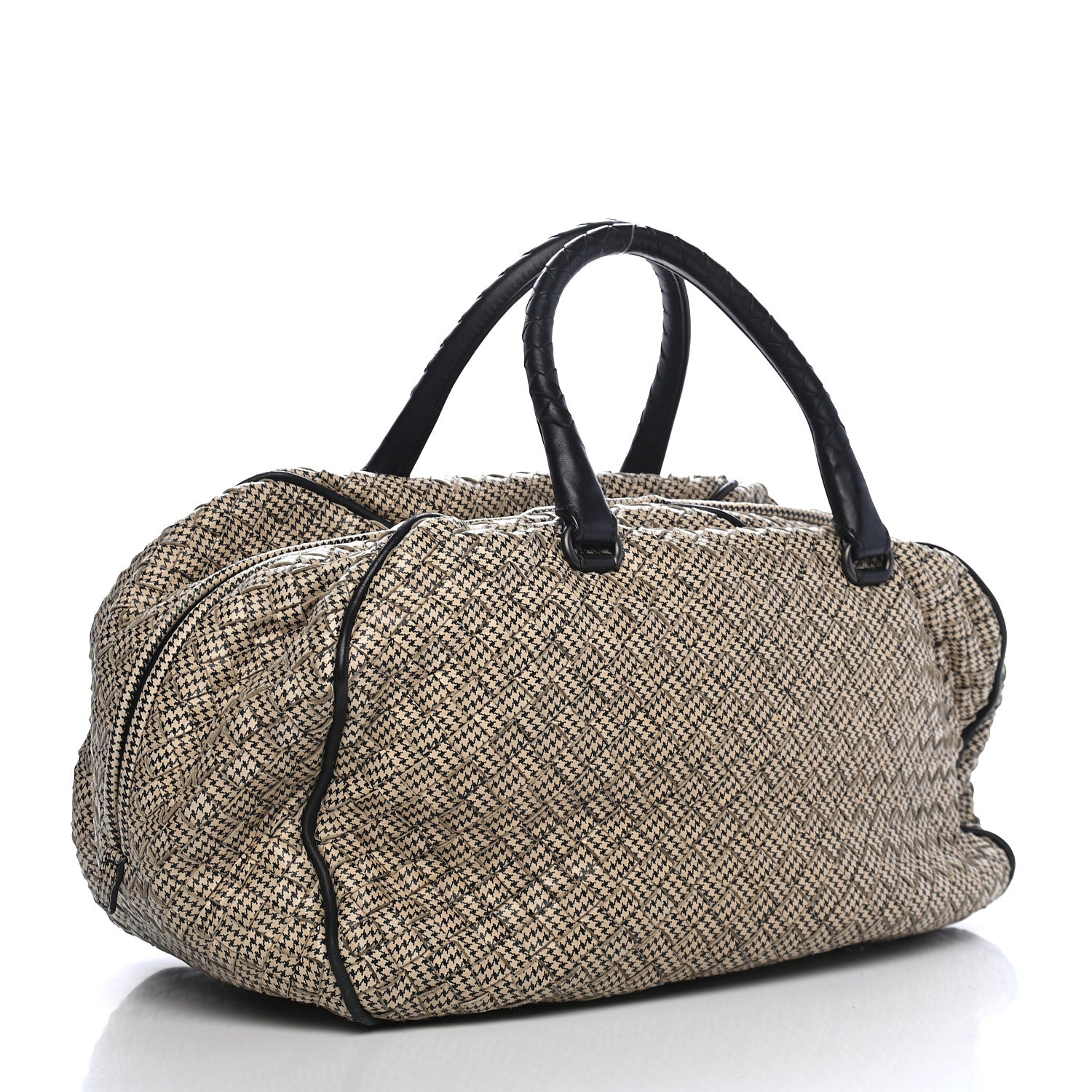 Bottega Veneta Nappa Intrecciato Satchel Black White 2 of 9