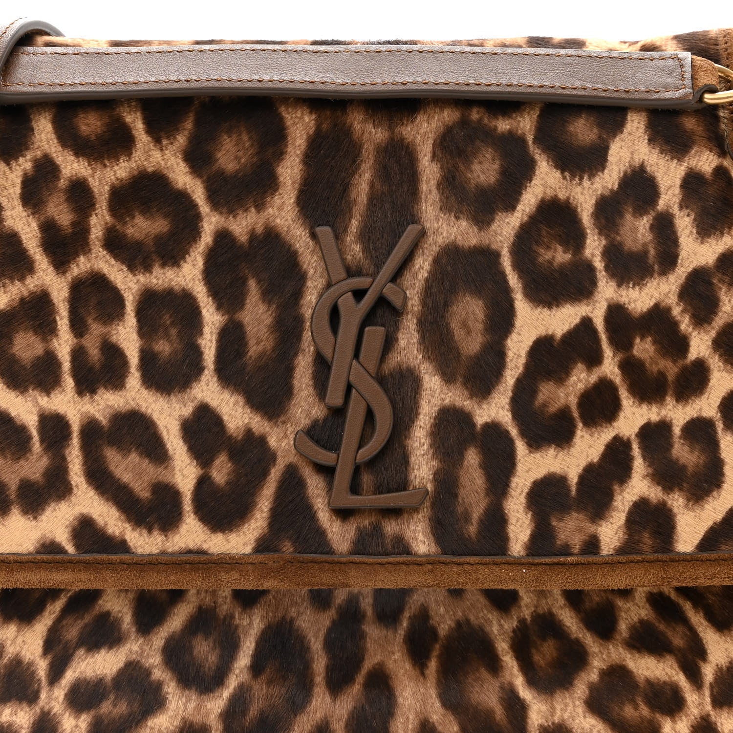Saint Laurent Smooth Calfskin Canvas Leopard Print Medium Niki Chain Satchel Light Natural 7 of 9