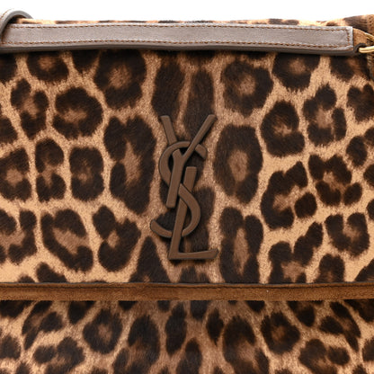 Saint Laurent Smooth Calfskin Canvas Leopard Print Medium Niki Chain Satchel Light Natural 7 of 9
