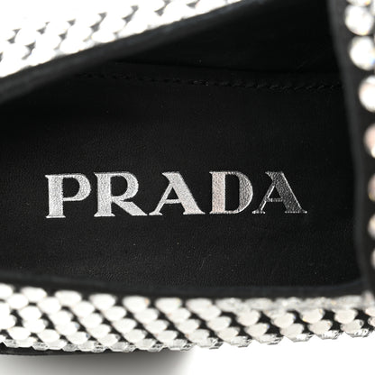 Prada Satin Crystal Metal Triangle Logo 50mm Loafers 35.5 Cristal 7 of 11