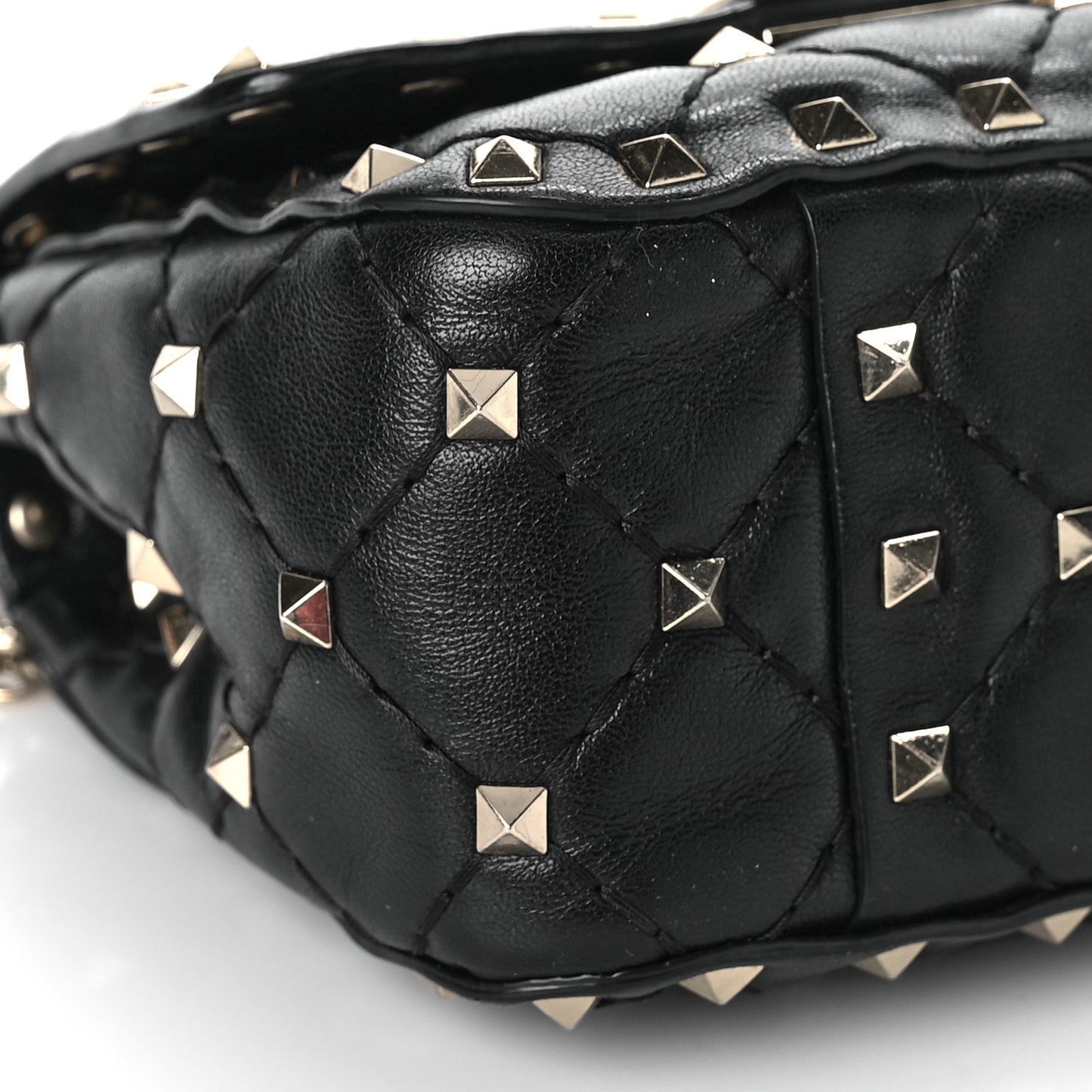 Nappa Micro Rockstud Spike Shoulder Bag Black
