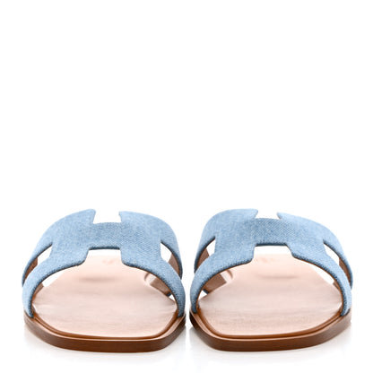 Hermes Denim Canvas Oran Sandals 41 Bleu Clair 2 of 9