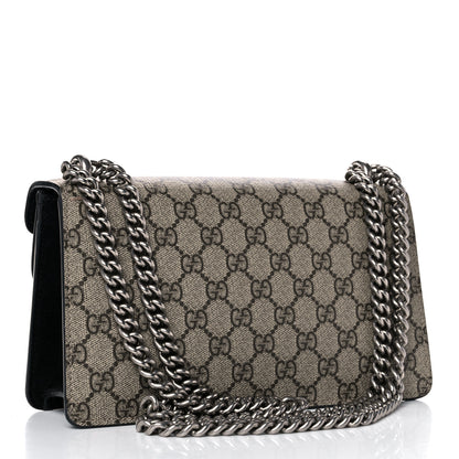 Gucci GG Supreme Monogram Suede Crystal Small Dionysus Shoulder Bag Beige Ebony Black 2 of 17