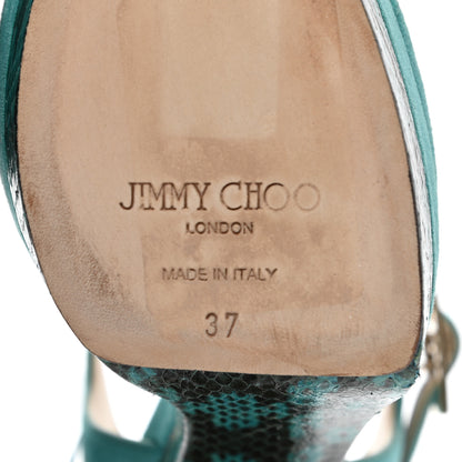 Jimmy Choo Suede Elaphe Horn Heel 130 Sandals 37 Malibu 6 of 8