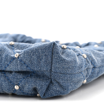 Chanel Washed Denim Quilted Studded Mini Chanel 22 Blue 10 of 10