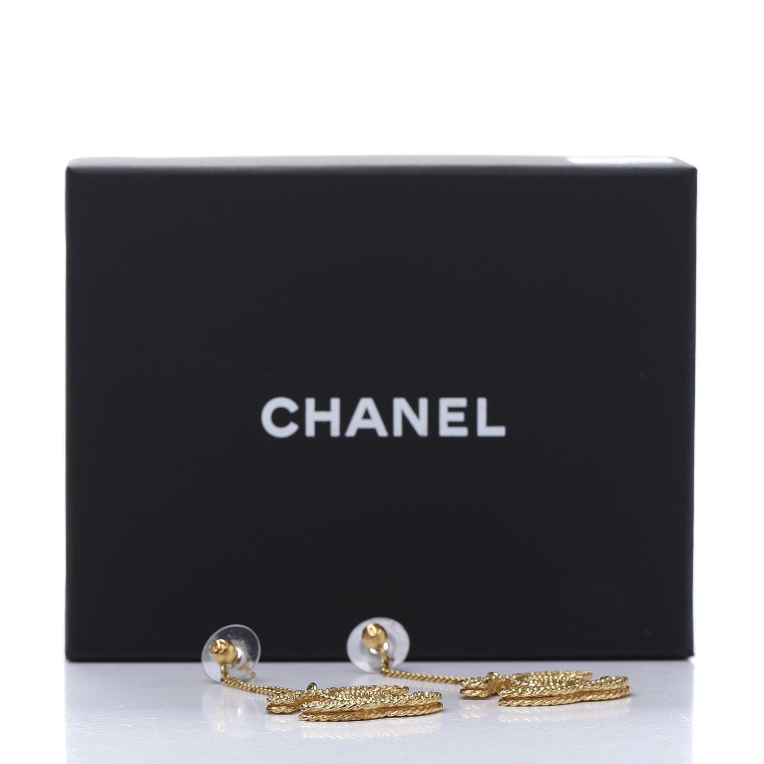 Chanel CC Drop Earrings Matte Gold 5 of 5