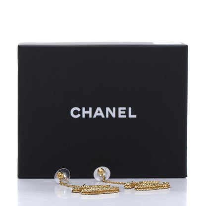 Chanel CC Drop Earrings Matte Gold 5 of 5