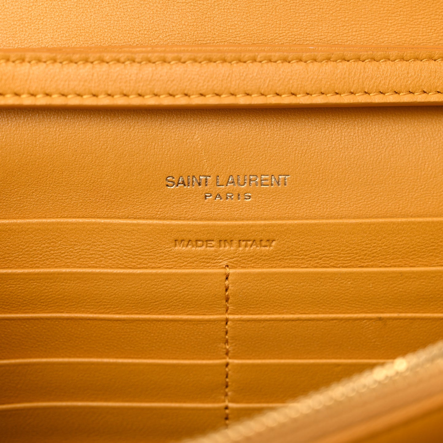 Lambskin Carre Quilted Cassandre Chain Wallet Saffran