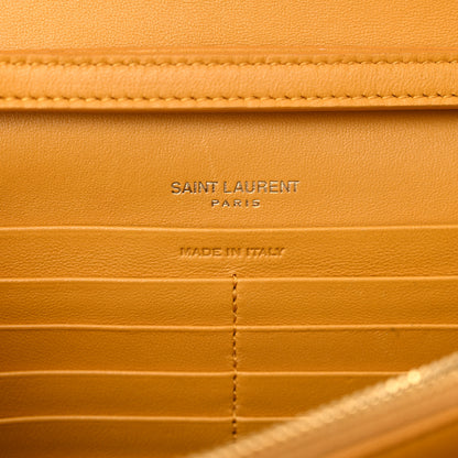 Saint Laurent Lambskin Carre Quilted Cassandre Chain Wallet Saffran 6 of 13