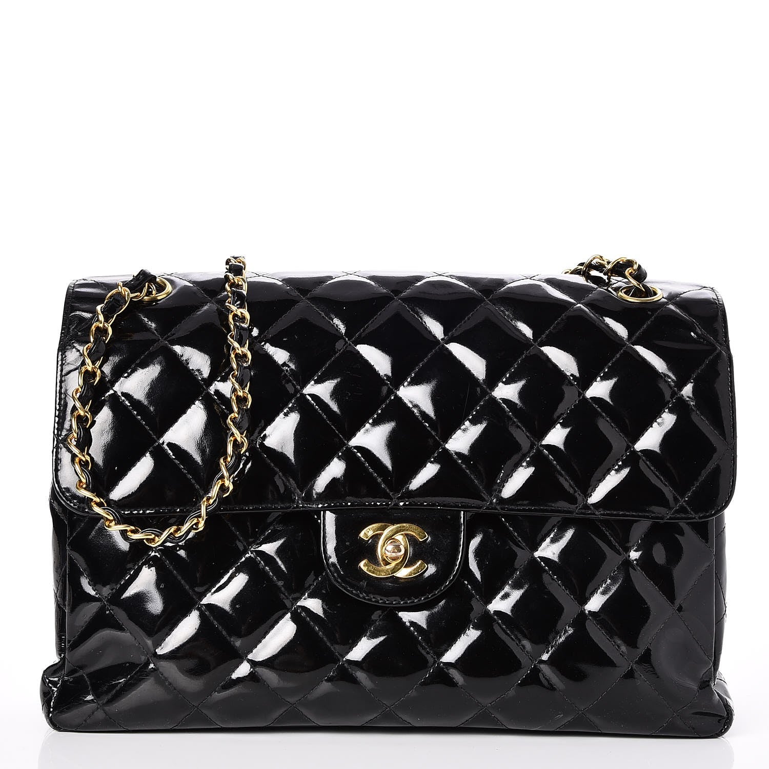 Chanel Patent Quilted Jumbo Double Sided Flap Black 3 of 10