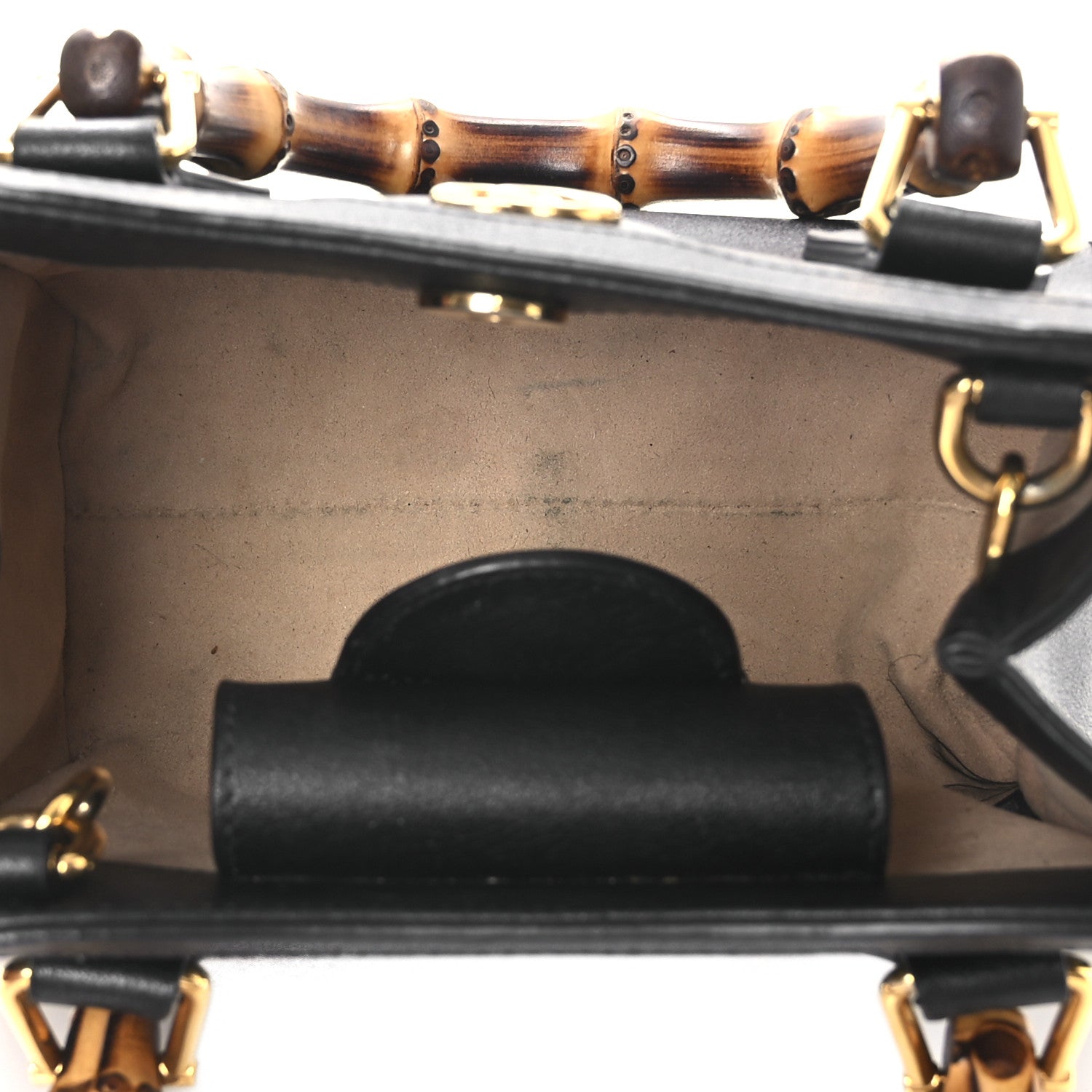 Gucci Wonka Grain Calfskin Mini Diana Tote Bag Black Yellow Fluo 5 of 14