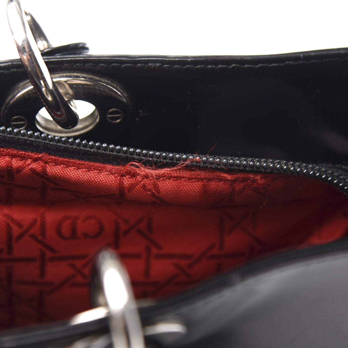 Glazed Calfskin Large Lady Dior Black