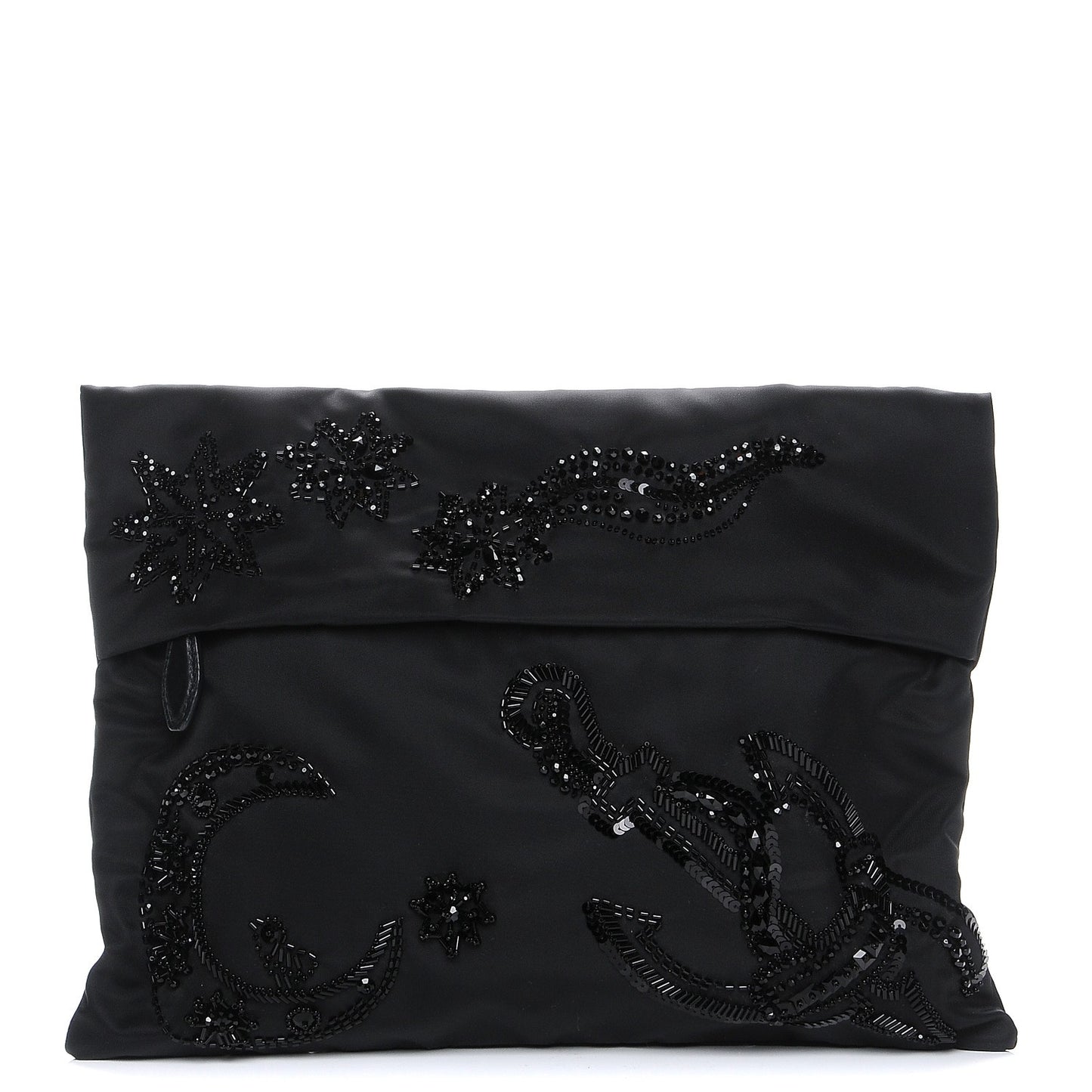 Fabric Sequin Beaded Clutch Black