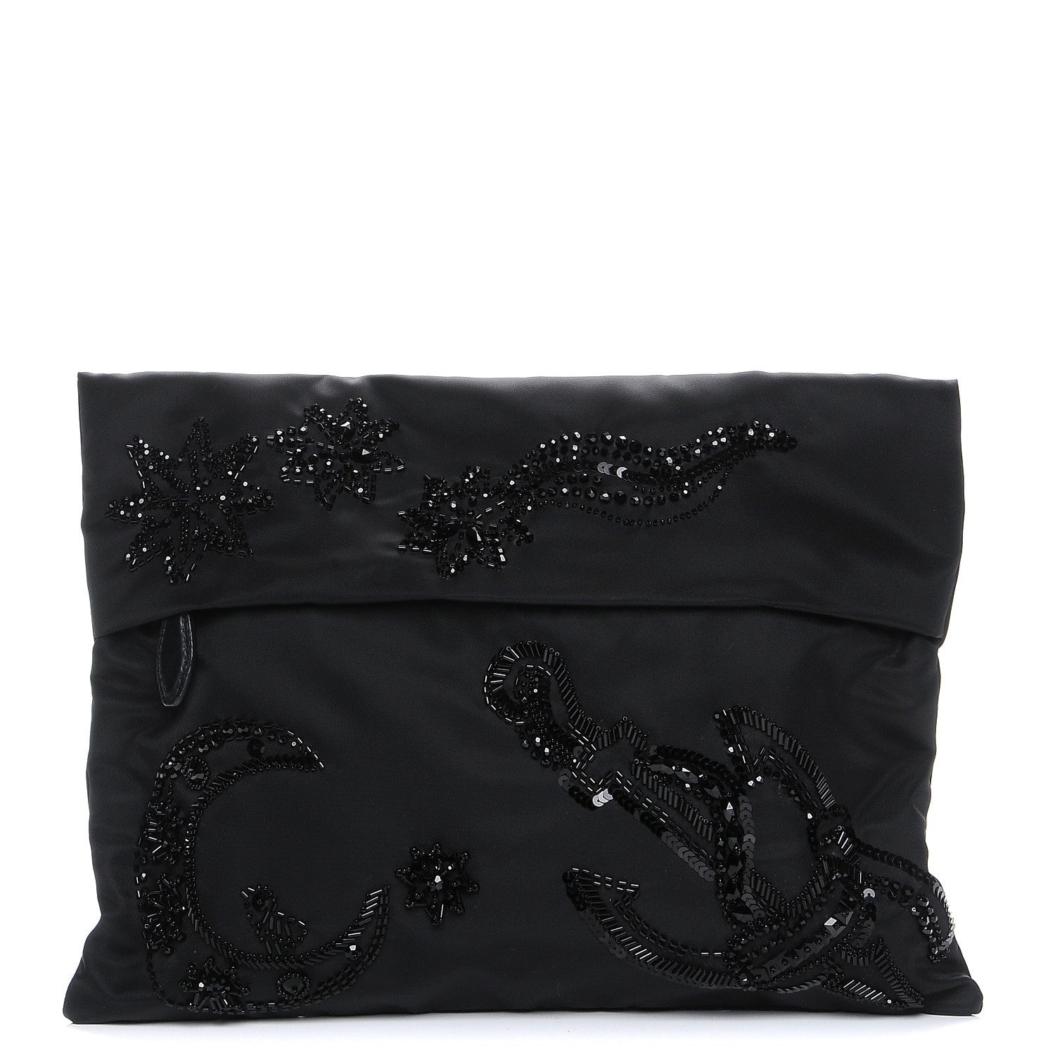 Prada Fabric Sequin Beaded Clutch Black 1 of 7