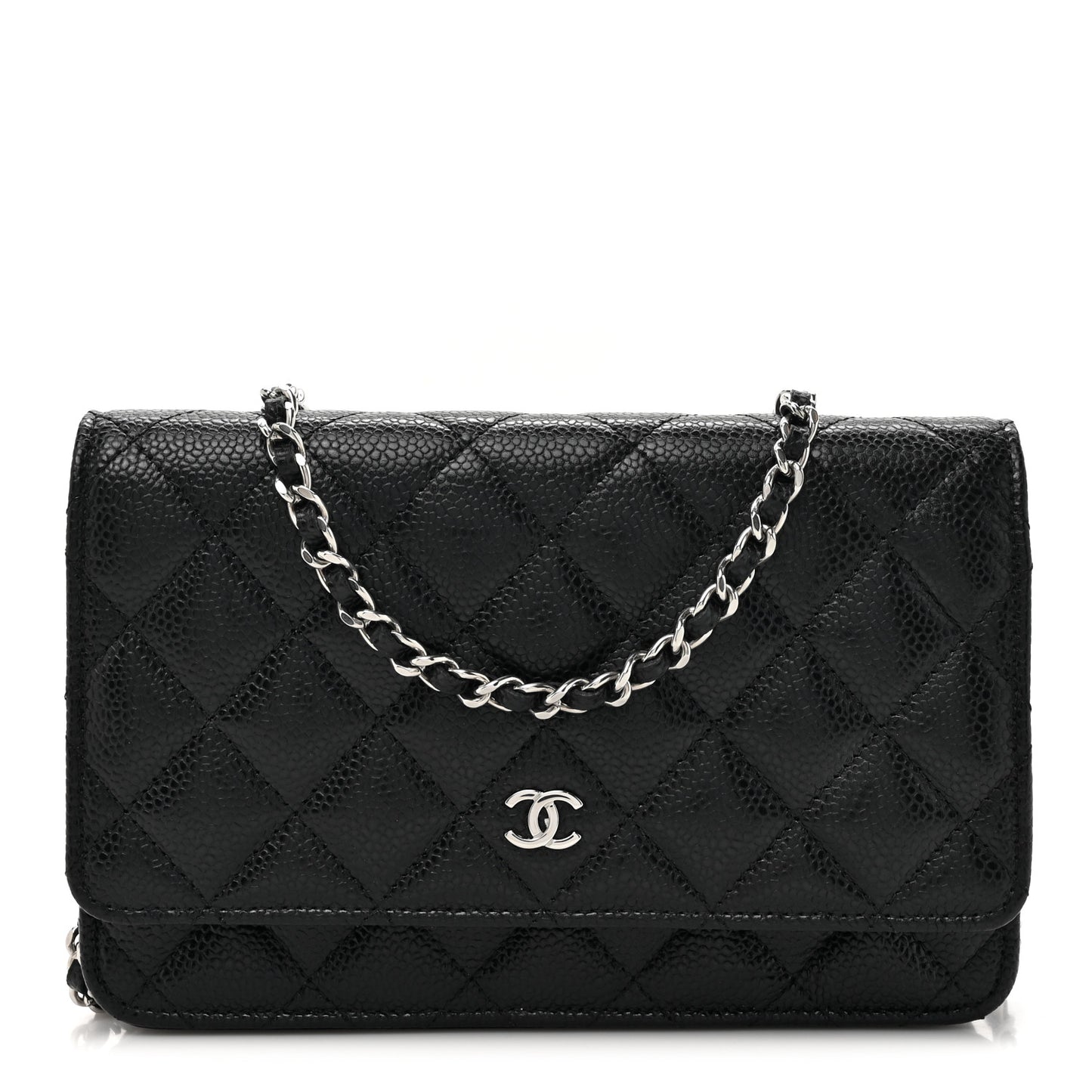 Caviar Quilted Wallet on Chain WOC Black