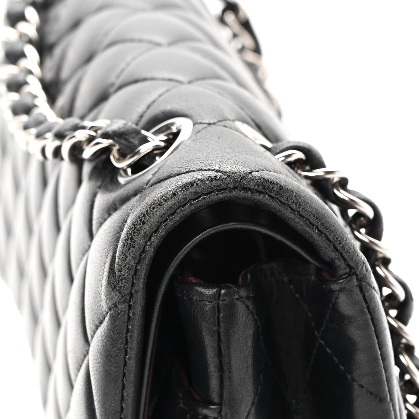 Lambskin Quilted Medium Double Flap Black