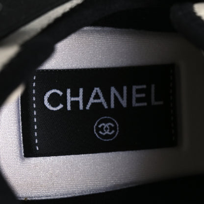 Chanel Suede Calfskin Mixed Fibers CC Sneakers 40 Ivory Green Light Blue 9 of 11