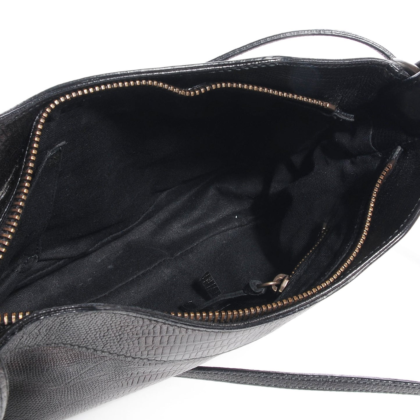 Agneau Lizard Embossed Classic Hardware Hip Black