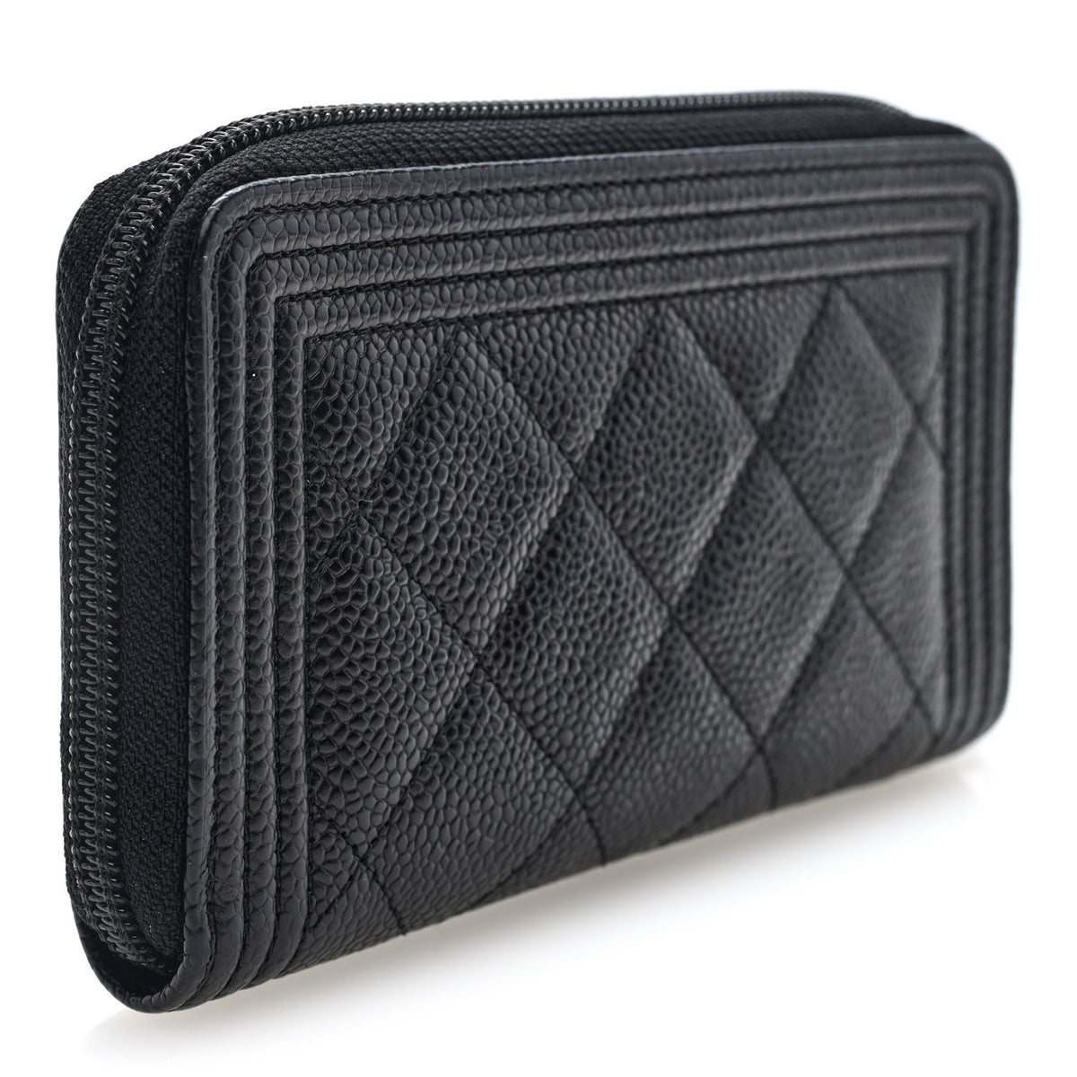 Chanel Caviar Quilted Small Boy Zip Around Wallet Black 3 of 8