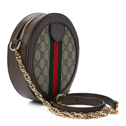 Gucci GG Supreme Monogram Web Mini Ophidia Round Shoulder Bag Brown 4 of 13