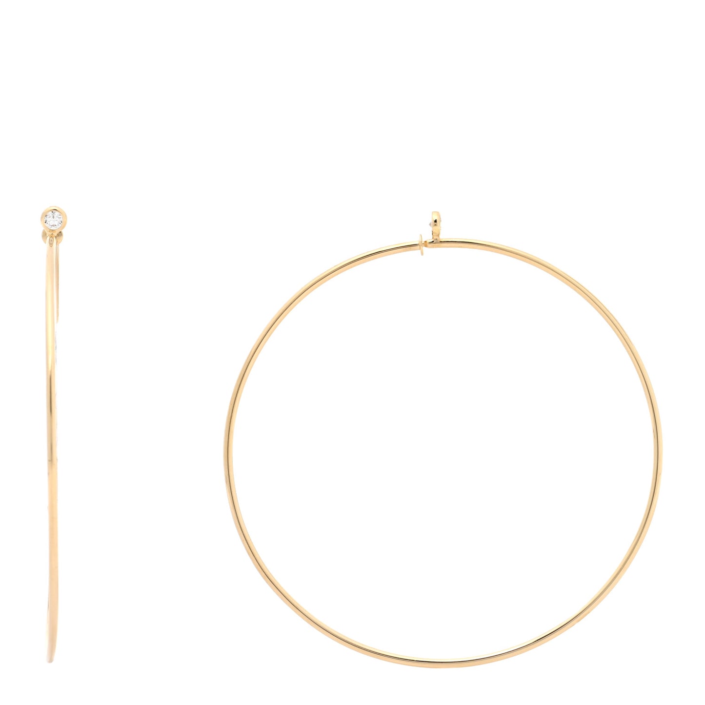 18K Yellow Gold Diamond Medium Elsa Peretti Hoop Earrings