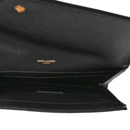 Saint Laurent Grain De Poudre Matelasse Chevron Monogram Envelope Clutch Black 5 of 9
