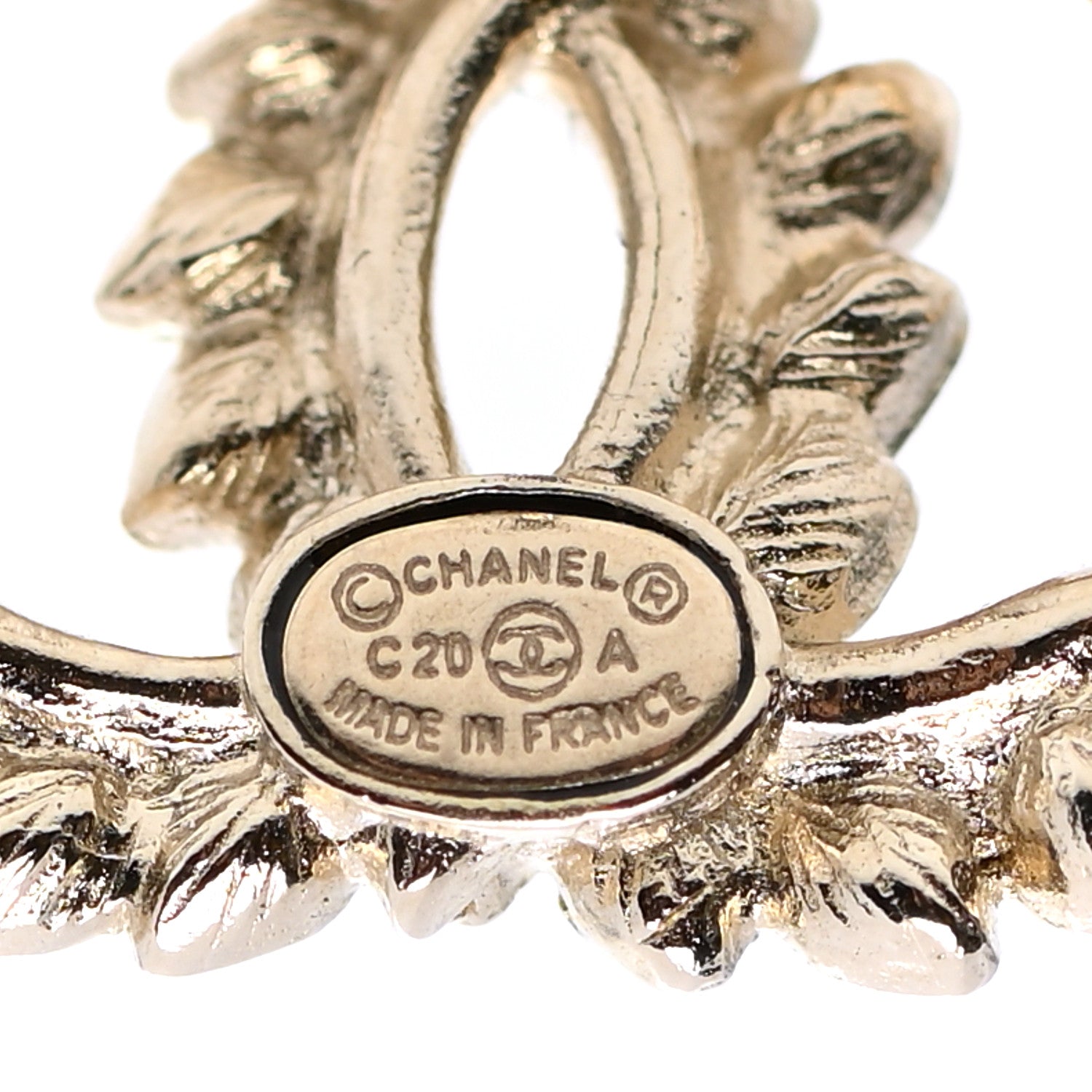 Chanel Strass Crystal Dazzling Wheat CC Earrings Gold 4 of 5