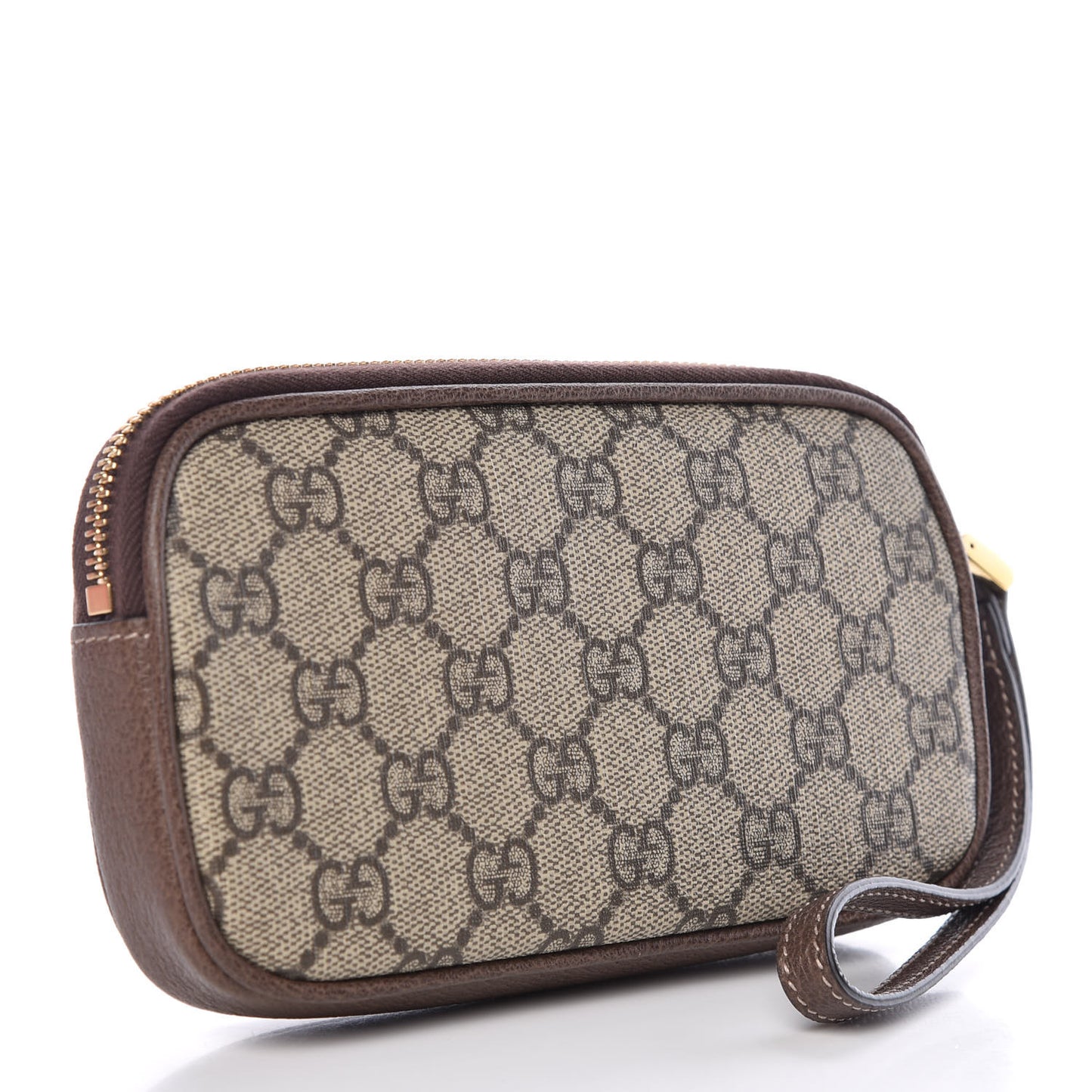 GG Supreme Monogram Ophidia Phone Case Wristlet Brown