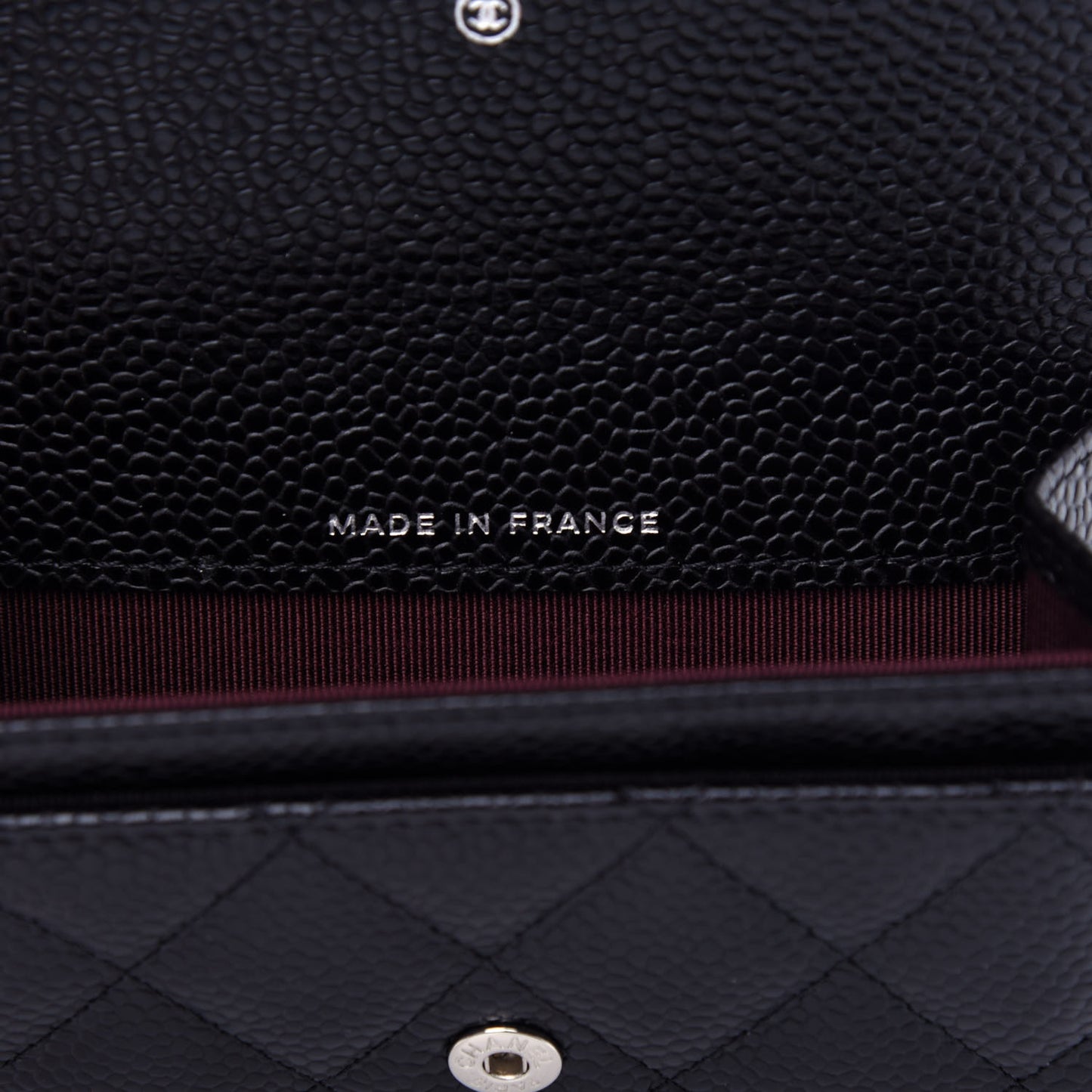 Caviar Quilted Flap Card Holder Wallet Black