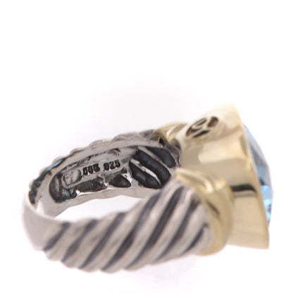 David Yurman Sterling Silver 14K Yellow Gold Blue Topaz 14mm Noblesse Ring 53 6.25 6 of 6