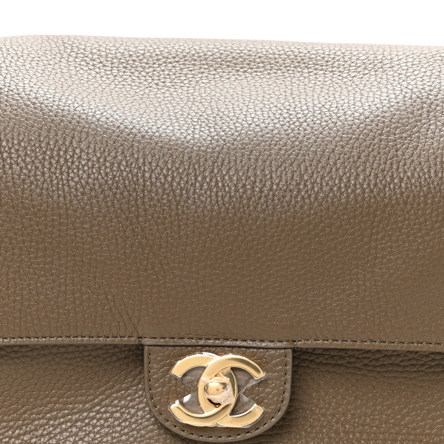 Grained Calfskin Small Souplissimo Maxi Flap Dark Khaki
