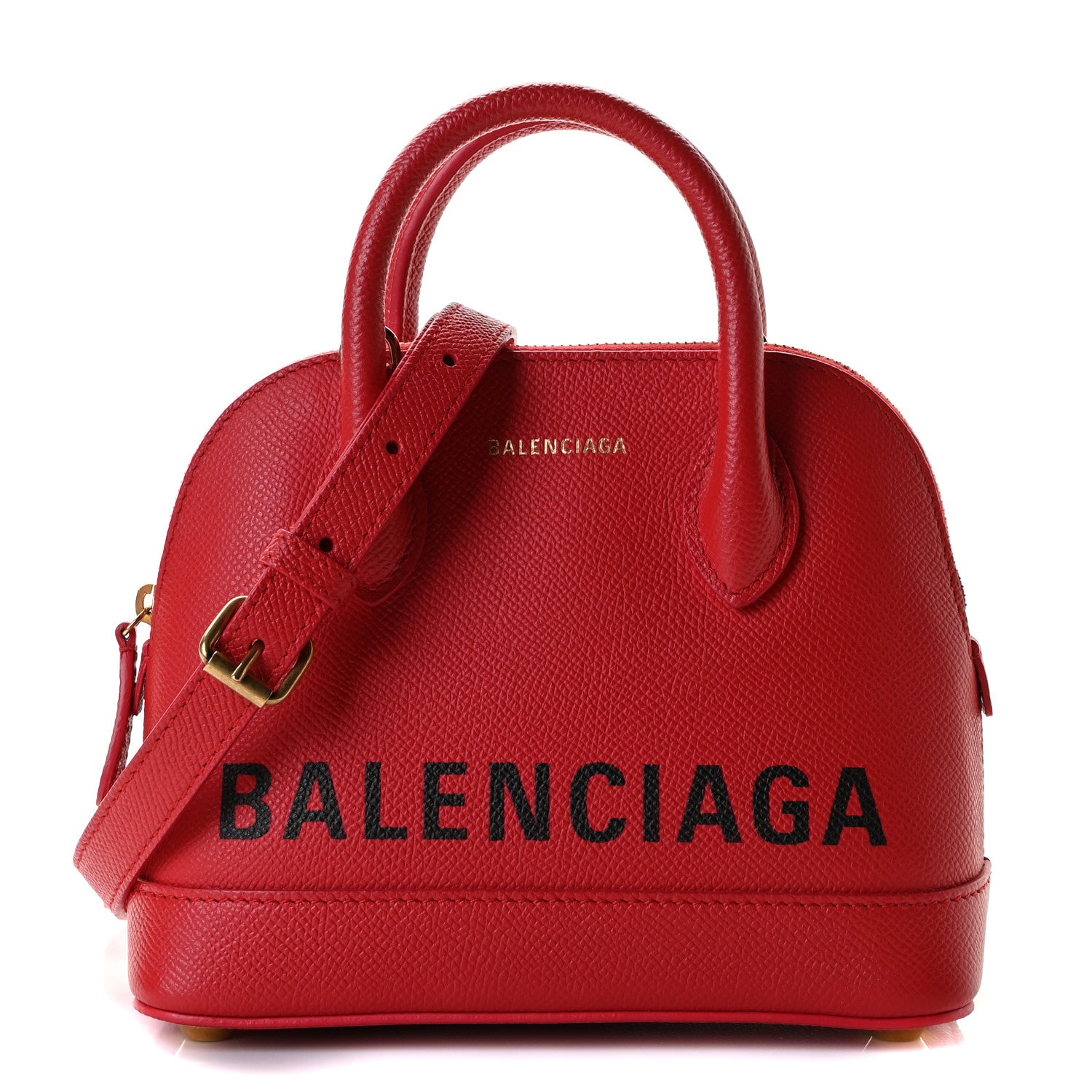 Balenciaga Signature Grained Calfskin Logo XXS Ville Top Handle Bag Rouge Coquelicot Black 1 of 10