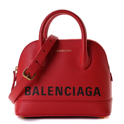 Balenciaga Signature Grained Calfskin Logo XXS Ville Top Handle Bag Rouge Coquelicot Black 1 of 10