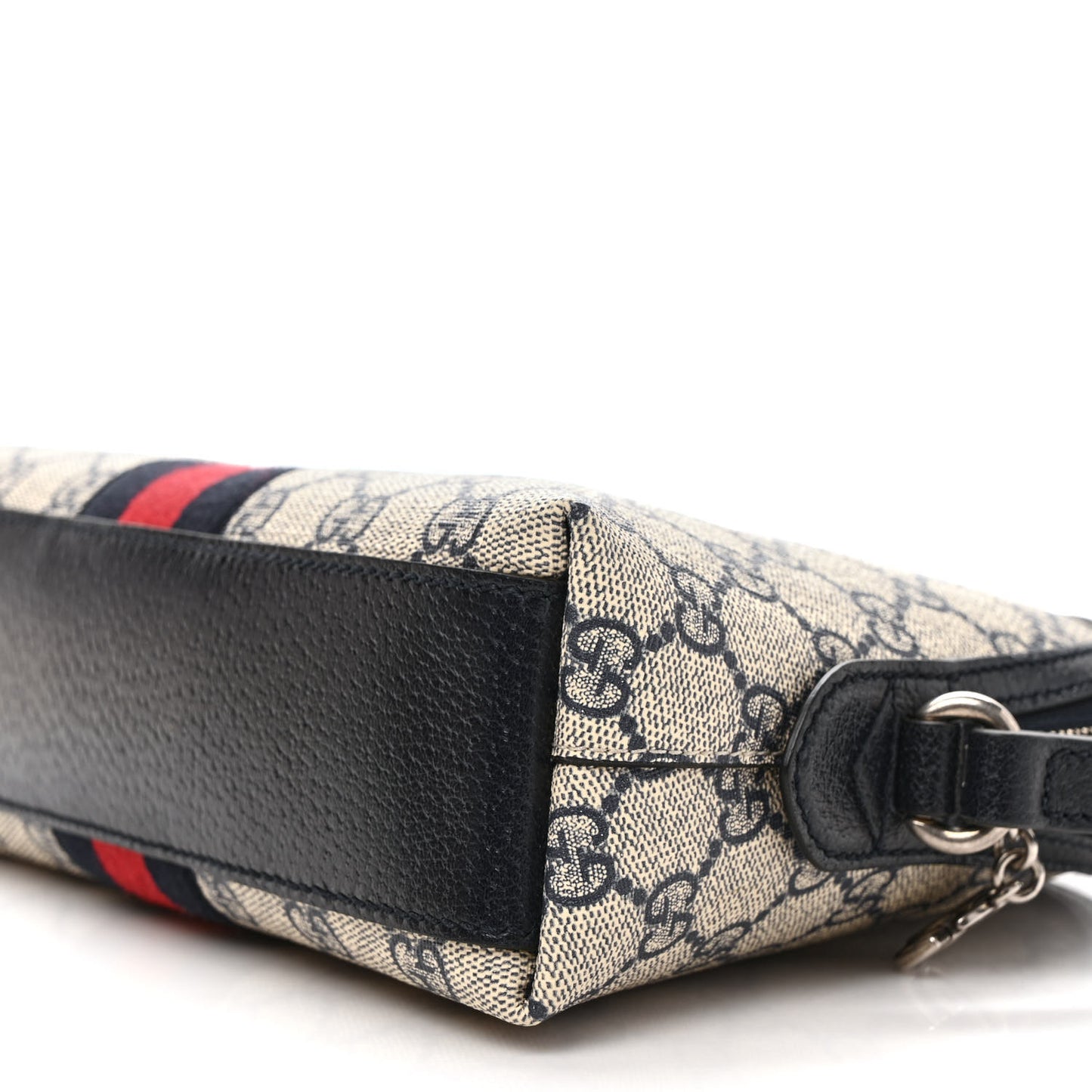 GG Supreme Monogram Textured Dollar Calfskin Web Small Ophidia Dome Shoulder Bag Beige Blue