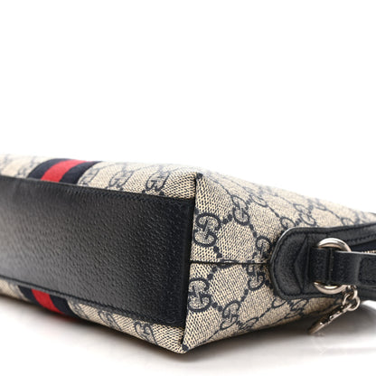 Gucci GG Supreme Monogram Textured Dollar Calfskin Web Small Ophidia Dome Shoulder Bag Beige Blue 8 of 8