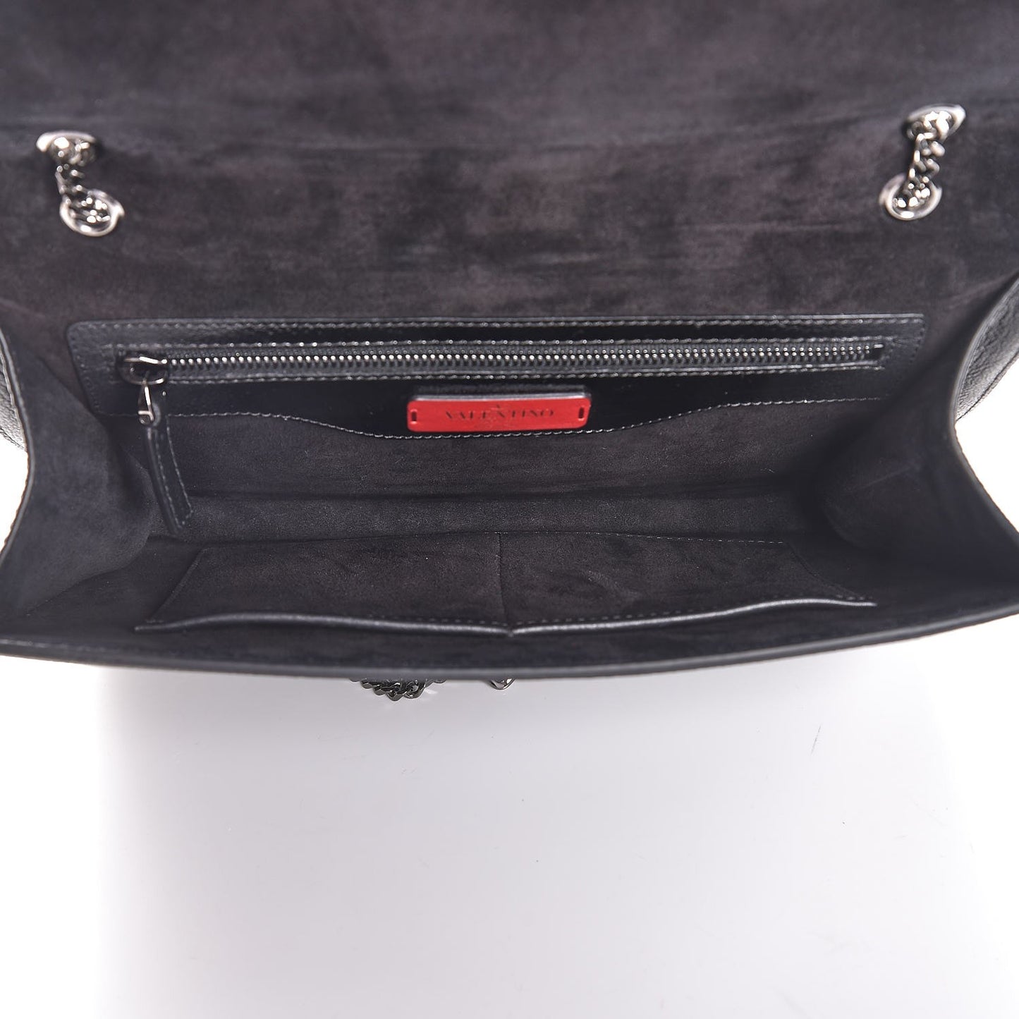 Patent Pebbled Calfskin Medium Rockstud Demilune Shoulder Bag Black