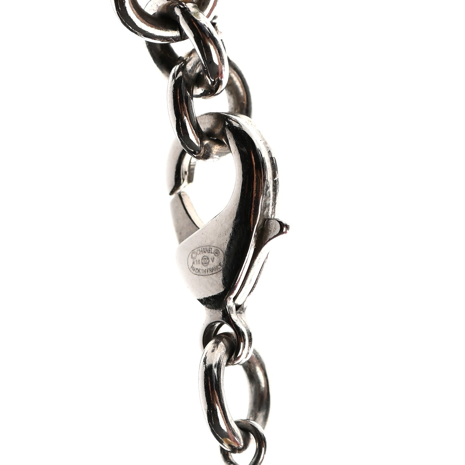 Chanel Crystal Pearl CC Long Necklace Silver 5 of 5
