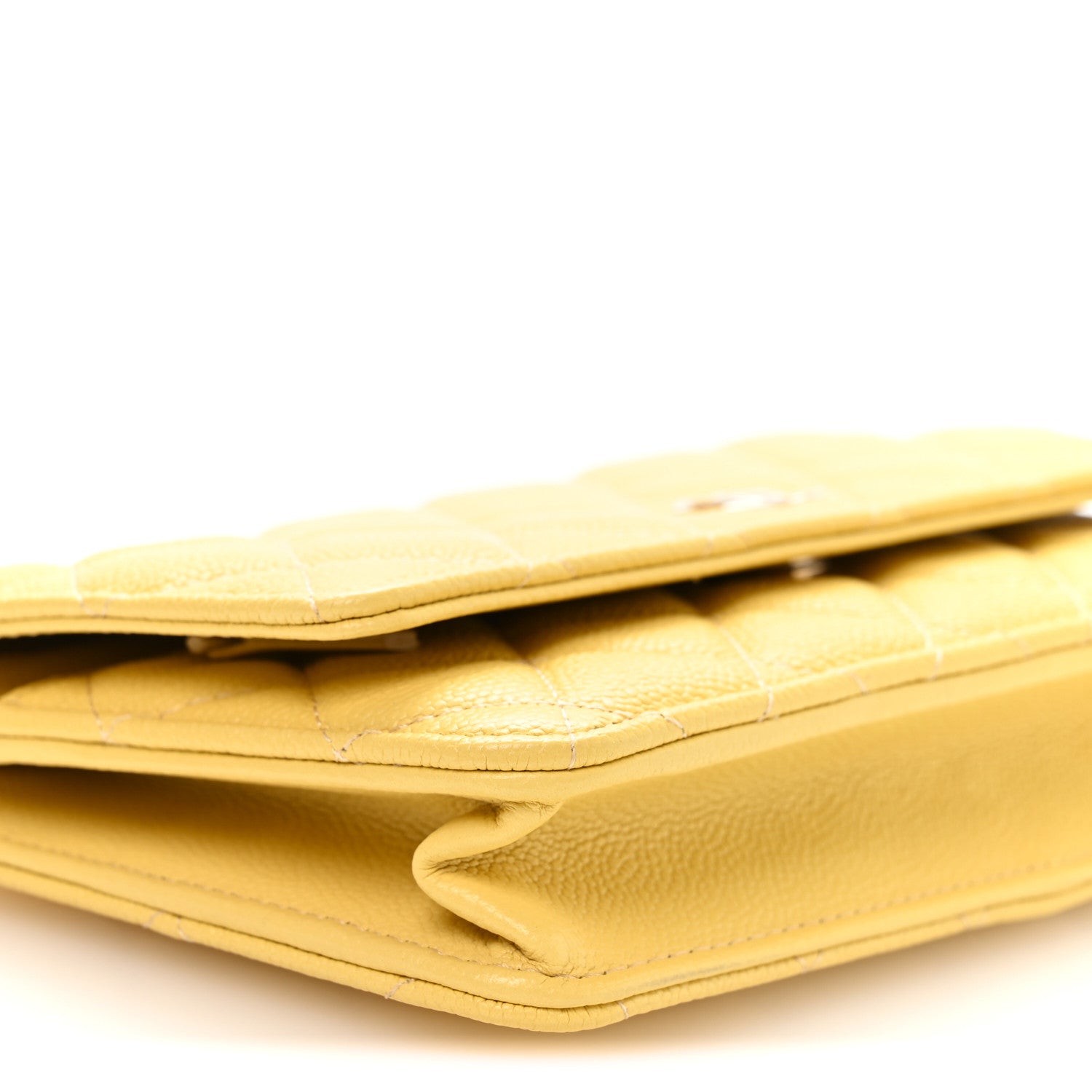 Chanel Caviar Quilted Tiny CC Wallet On Chain WOC Yellow 10 of 12