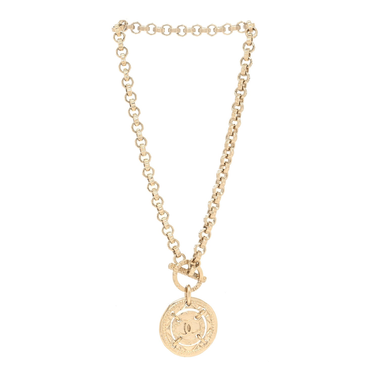 Chanel Metal CC Medallion Chain Necklace Gold 3 of 5