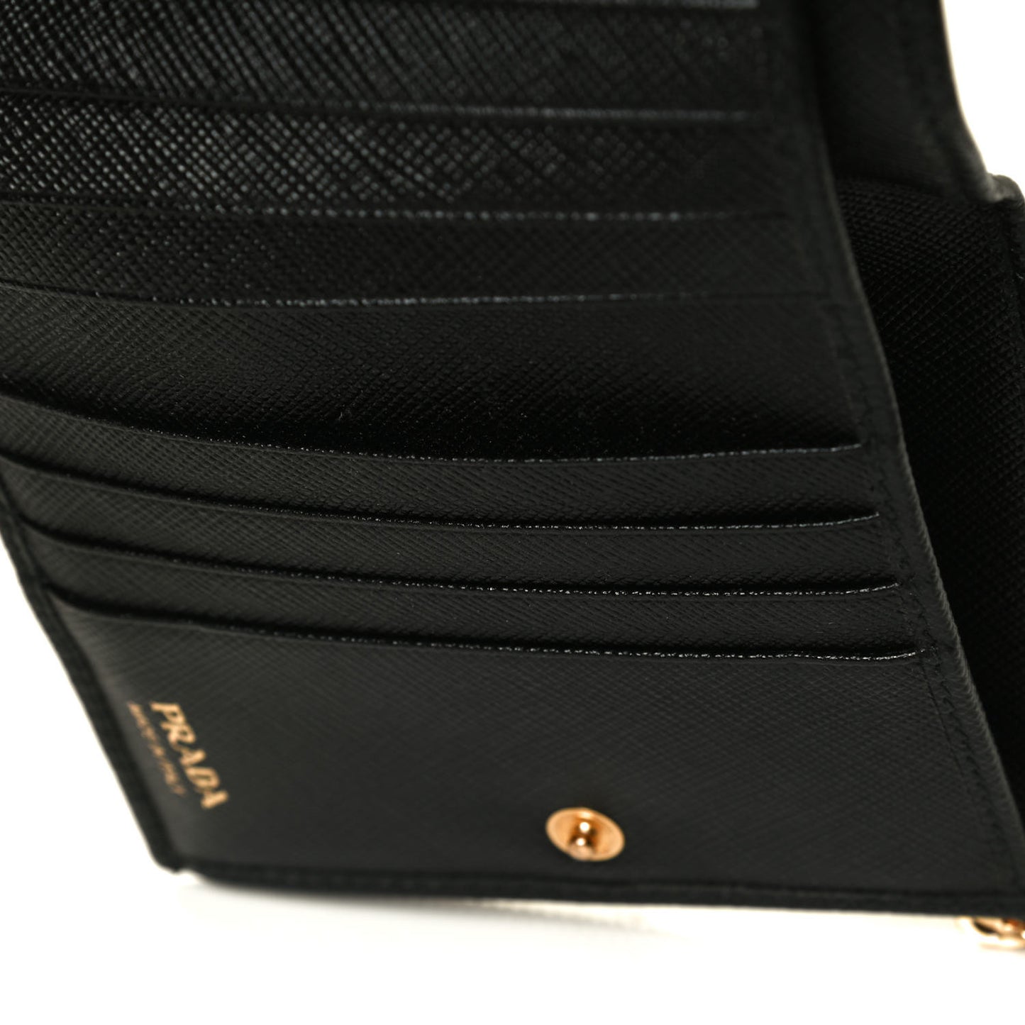Saffiano Zip Top Compact Wallet Black