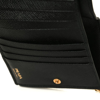 Prada Saffiano Zip Top Compact Wallet Black 11 of 12