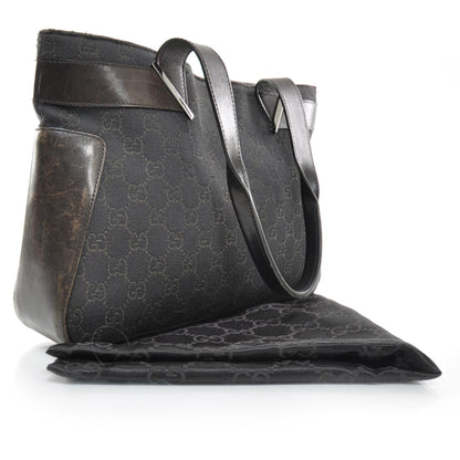 Gucci Denim Monogram Tote Dark Brown 3 of 11