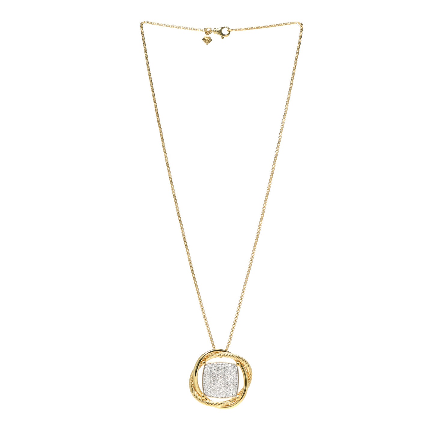18k Yellow Gold Diamond 32mm Infinity Pendant Necklace